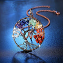 Amethyst Labradorite Lapis Lazuli Chips Tree of Life Necklace Long Round P RWR