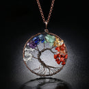 Amethyst Labradorite Lapis Lazuli Chips Tree of Life Necklace Long Round P RWR