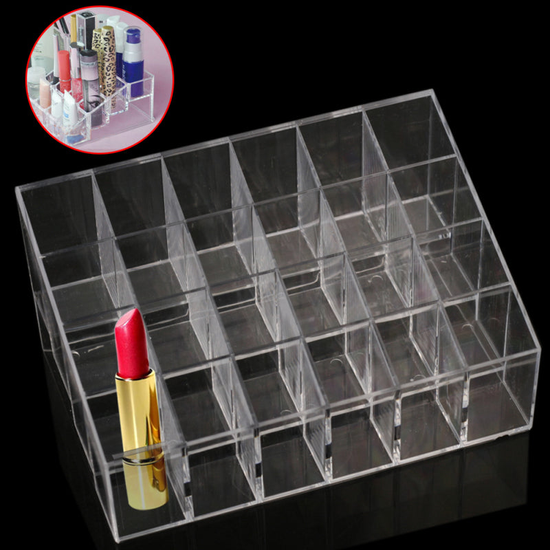Clear 24 Lipstick Lip Gloss Makeup Cosmetic Stand Display Rack Organizer  NXB