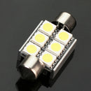 2pcs 36mm 6 LED 5050 SMD Pure White Canbus Error Free Car Dome Light Lamp MTI