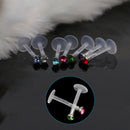 Fashion Crystal Bar Gem Labret Acrylic Lip Stud Flesh Piercing DCM