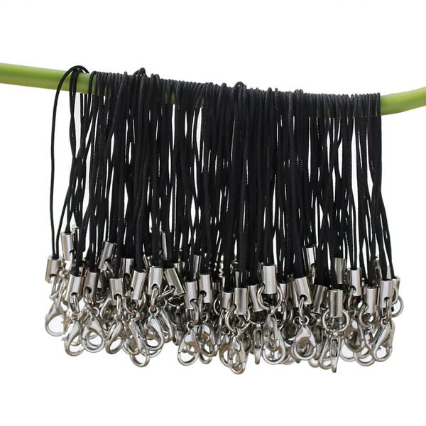 100 Pcs Black Cell Phone Lanyard Cords Strap Lariat Lanyard Mobile Lobster SOQ