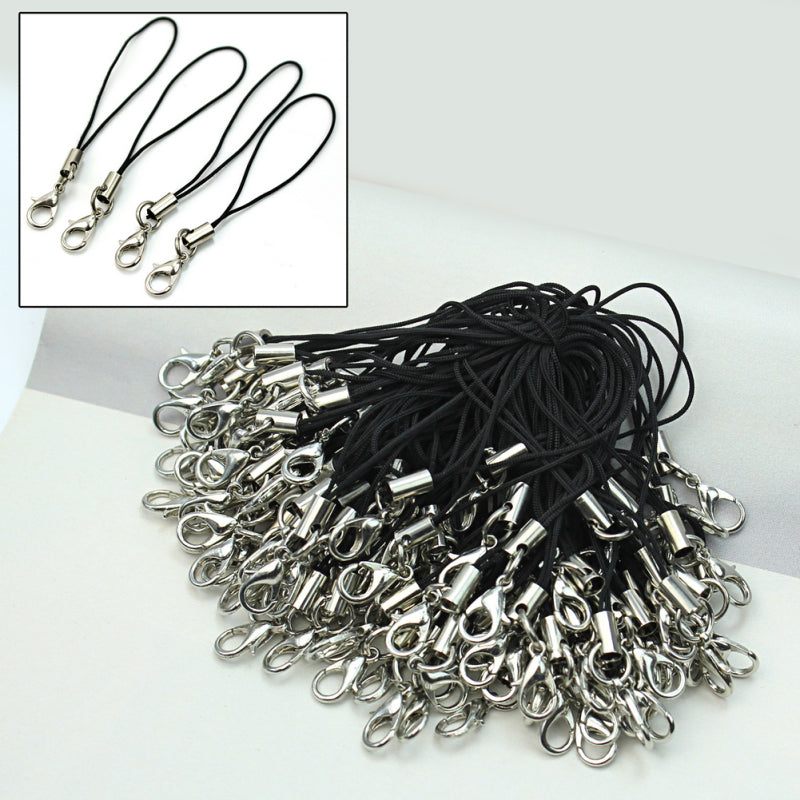 100 Pcs Black Cell Phone Lanyard Cords Strap Lariat Lanyard Mobile Lobster SOQ