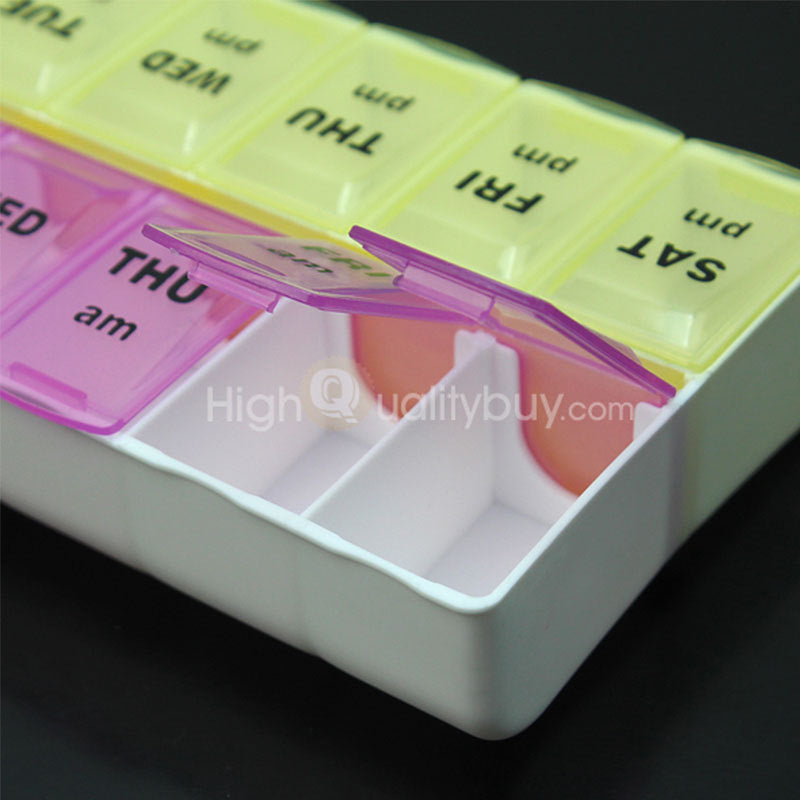 7 Day Tablet Pill Storage Box Medicine Container Case Light Yellow+Light NQS
