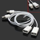 2 Pcs White 1m Long USB 2.0 A Male to Female Extender Repeater Extension Cables