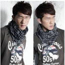 Unisex Women Men Checkered Arab Shemagh Black & White Grid Neck Keffiy GMA