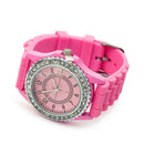 Pink Silicone Crystal Bling Jelly Wrist Watch Gift Fashion Luxury Girls JKV