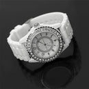 Pink Silicone Crystal Bling Jelly Wrist Watch Gift Fashion Luxury Girls JKV