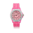 Pink Silicone Crystal Bling Jelly Wrist Watch Gift Fashion Luxury Girls JKV