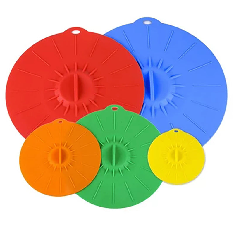 5pcs Silicone Suction Lids Food Cover for Pots Frying Pans Bowls Cups U MSR