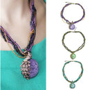 Latest Elegant Millet Chain Crystal Peacock Gem Pendant Necklace Jewelry Blue