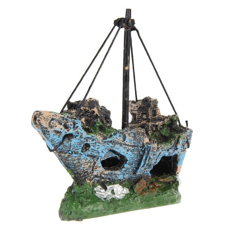 Aquarium Ornament Sunken Ship Wreck Fish Tank Cave Decoration 1 pc g g