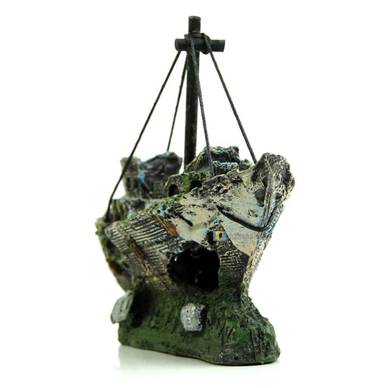 Aquarium Ornament Sunken Ship Wreck Fish Tank Cave Decoration 1 pc g g