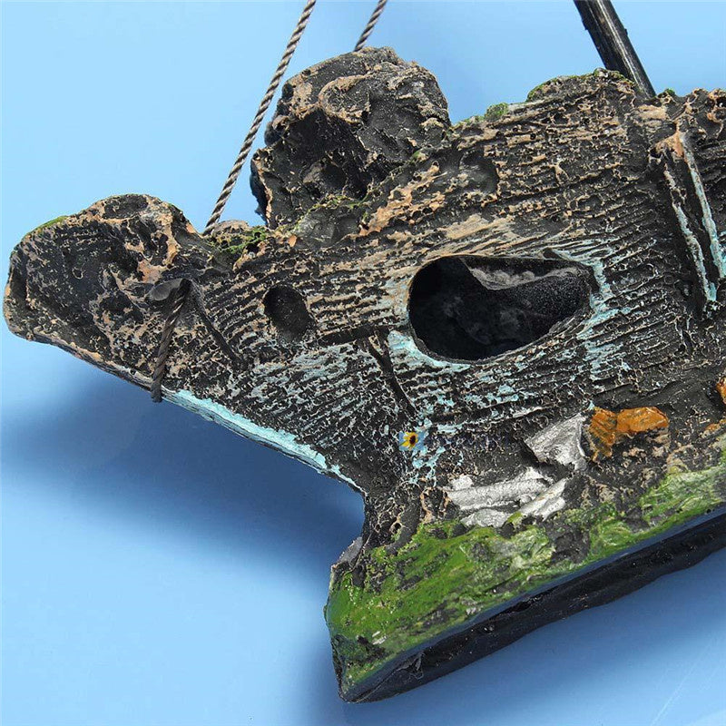 Aquarium Ornament Sunken Ship Wreck Fish Tank Cave Decoration 1 pc g g
