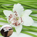Lady Women Girl White Elegant Orchid Flower Leopard Hair Clip Wedding  ZYH