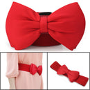 Red Lady Elegant Bowknot Elastic Bow Wide Stretch Buckle Waistband Wais Be DUU