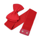 Red Lady Elegant Bowknot Elastic Bow Wide Stretch Buckle Waistband Wais Be DUU