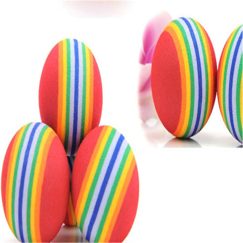 2 Pcs Pet Cat Supplies Kitten Soft Foam Rainbow Play Balls Activity Toys HAV