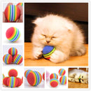 2 Pcs Pet Cat Supplies Kitten Soft Foam Rainbow Play Balls Activity Toys HAV