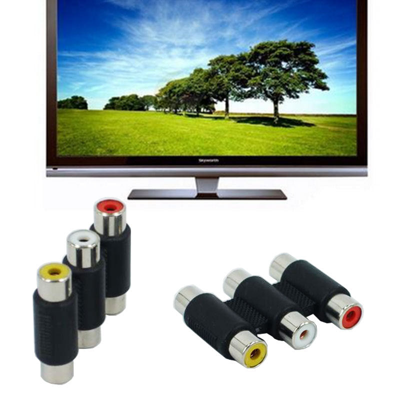 1X 3 RCA AV Audio Video Female to Female Jack Coupler Adapter 3RCA Con TCO JAK