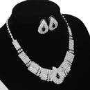 New Women's Luxury Crystal Rhinestone Necklace Earrings Set for Bridal Wedding