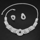 New Women's Luxury Crystal Rhinestone Necklace Earrings Set for Bridal Wedding