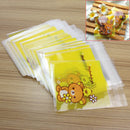 100Pcs Self Adhesive Seal Plastic Gift Bags Bear Pattern for Candies Cooki JHI