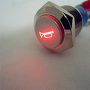 Car-Boat LED Light Waterproof Momentary Horn Metal Push Button-Switch 12V 16mm