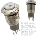 Car-Boat LED Light Waterproof Momentary Horn Metal Push Button-Switch 12V 16mm