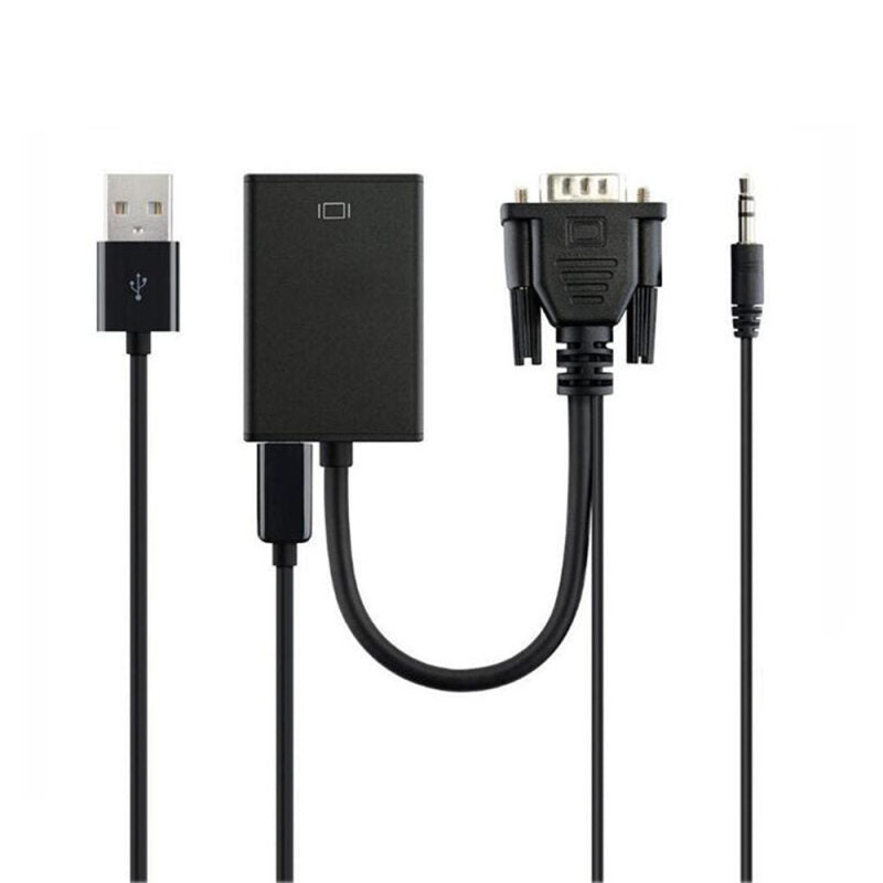 VGA Male To HDMI Output 1080P HD + HDTV Video USB Cable Cord Converter QGW