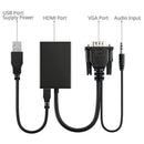 VGA Male To HDMI Output 1080P HD + HDTV Video USB Cable Cord Converter QGW