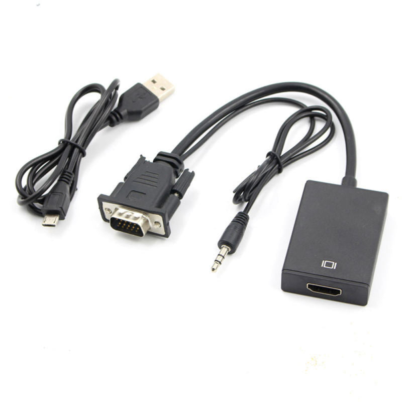 VGA Male To HDMI Output 1080P HD + HDTV Video USB Cable Cord Converter QGW