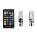 2x T10 5050 SMD 6 LED RGB Reading Wedge Light Flashing Bulb + Remote Cont KPU