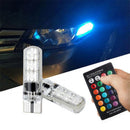 2x T10 5050 SMD 6 LED RGB Reading Wedge Light Flashing Bulb + Remote Cont KPU