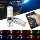 2x T10 5050 SMD 6 LED RGB Reading Wedge Light Flashing Bulb + Remote Cont KPU