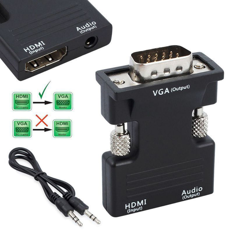 1080P HDMI Female to VGA Male Converter Adapter Dongle with 3.5mm Stereo Audio