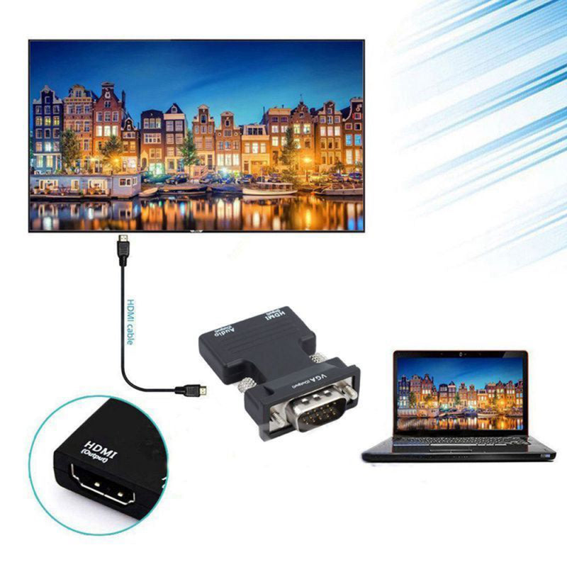 1080P HDMI Female to VGA Male Converter Adapter Dongle with 3.5mm Stereo Audio