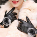Ladies Women's Fashion Winter Gloves Soft Leather Touch Screen Anti-Slip Mittens