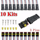 10 Kit 3 Pin Way Car Super seal Waterproof Electrical Wire Connector Plug Useful
