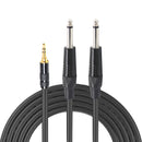 1/8" 3.5mm To Double 6.35mm 1/4" Mono Stereo Y-Splitter Headphone Audio Cable Xx