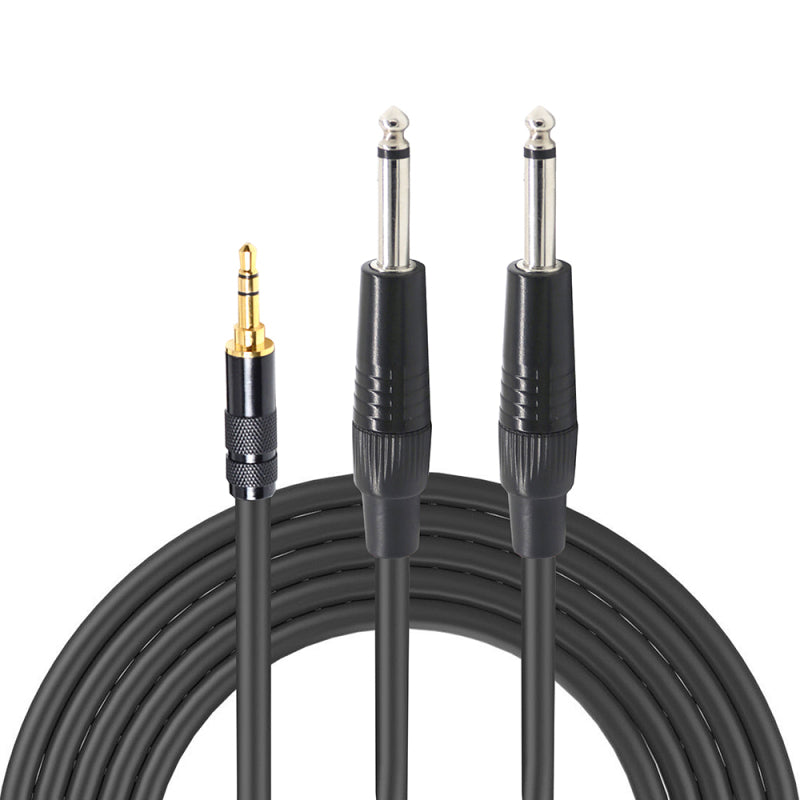 1/8" 3.5mm To Double 6.35mm 1/4" Mono Stereo Y-Splitter Headphone Audio Cable Xx
