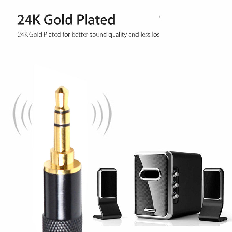 1/8" 3.5mm To Double 6.35mm 1/4" Mono Stereo Y-Splitter Headphone Audio Cable Xx