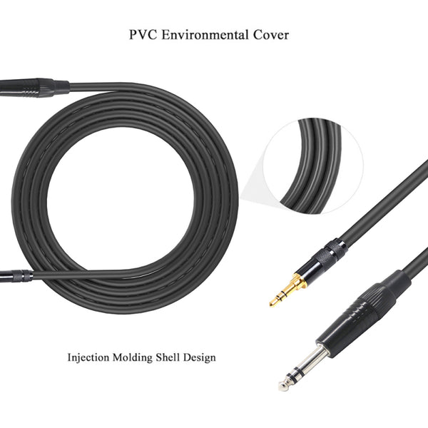 1.5m 3.5mm 1/8" Male to 6.35mm 1/4" Male TRS Stereo Audio AUX Cable PC iPod New
