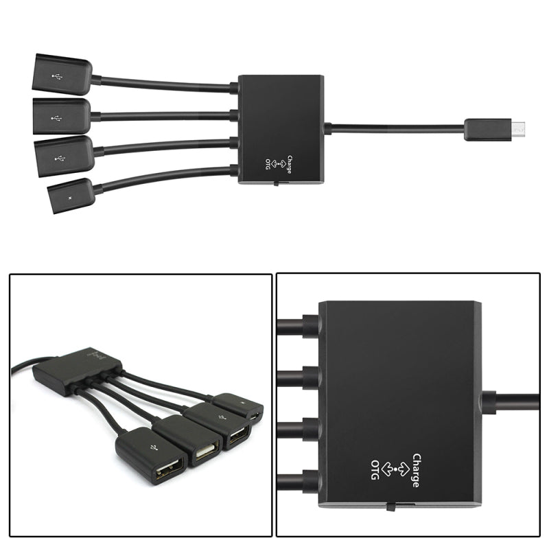 4 Port Adapter Micro USB Power Charging OTG HUB Cable For Phone Tablet QOS