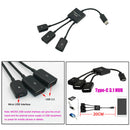 Type-C 3.1 HUB Adapter 3-in-1 USB-C Male to USB 2.0 Female OTG Cable HRJ