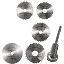 6pc Mini HSS Saw Blade Discs Hish Speed Steel Mandrel Set for Rotary Tool CPL