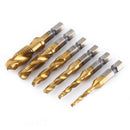 6pcs Metric Thread M3-M10 Titanium Coated Drill HSS and Tap Bits 1/4 RFE