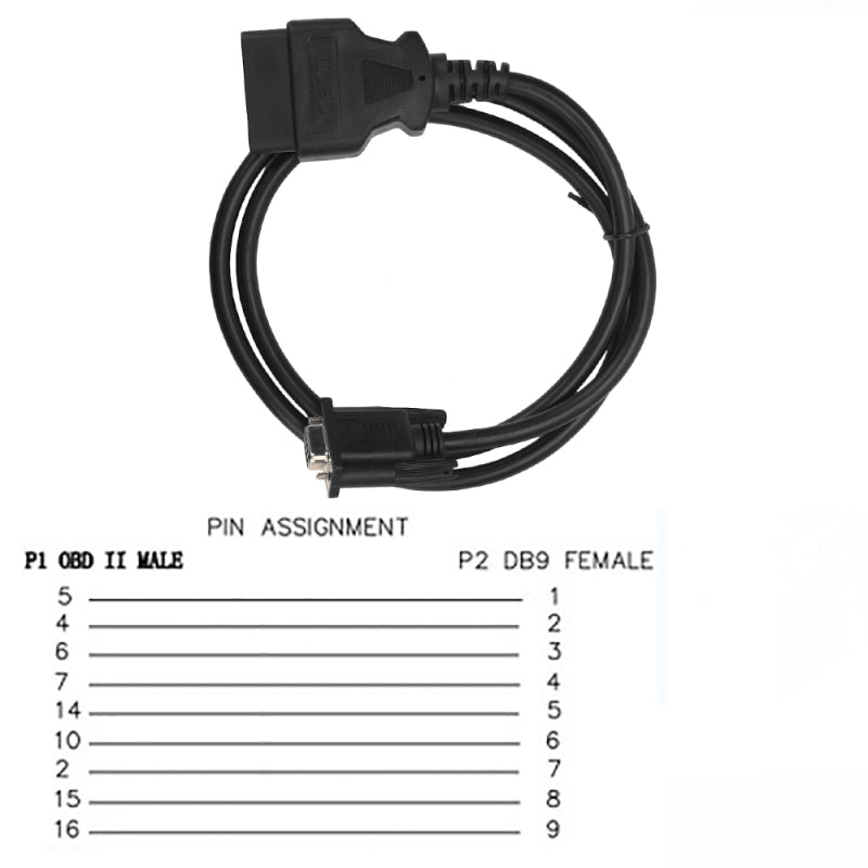 For OBD2 16-Pin to DB9 9-pin Serial Port RS232 OBD2 Adapter Cable Car Diagnostic