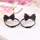 2 Pcs Black Bowknot Bow Tie Open Adjustable Finger Rings for Women Girls Party f