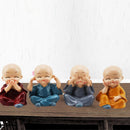 4x Small Ornaments Four Are Not Young Monks Shaolin Kungfu Kid Car Orn FDO